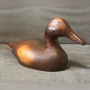 Wooden Bird Factory Hand Carved Cherry Wood Duck Decoy Vintage Pintail 18”L x 6”